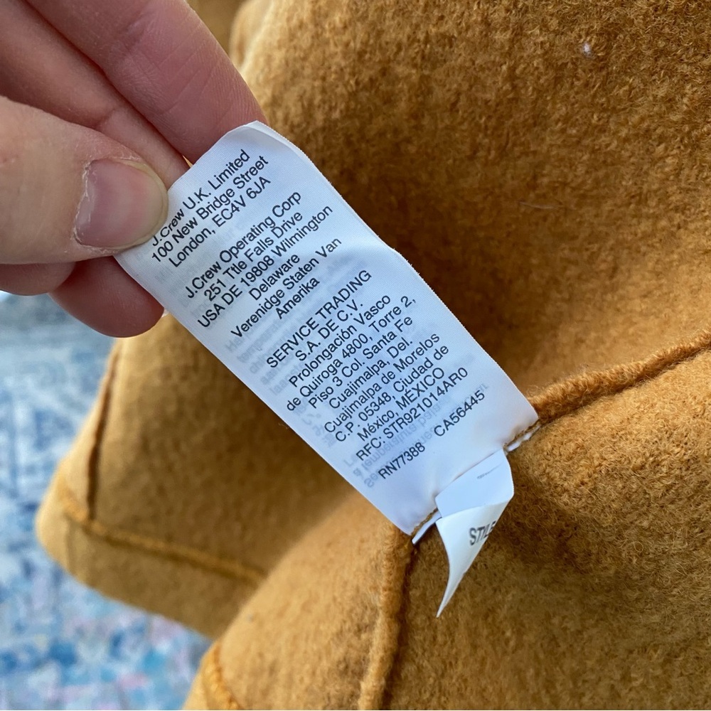 J Crew Womens Italian Boiled Wool Double Breasted Peacoat Jacket Yellow Size 4 - Picture 10 of 13